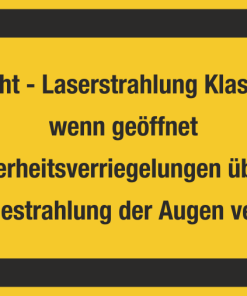 Vorsicht – Laserstrahlung Klasse 3R, wenn geöffnet und Sicherheitsverriegelungen überbrückt direkte Bestrahlung der Augen vermeiden