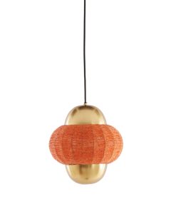 Goldene Hängelampe mit orangem Muster Light & Living Cetara – Ø 26 cm