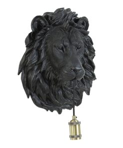Afrikanische schwarze Wandlampe mit Löwenkopf Light & Living Lion