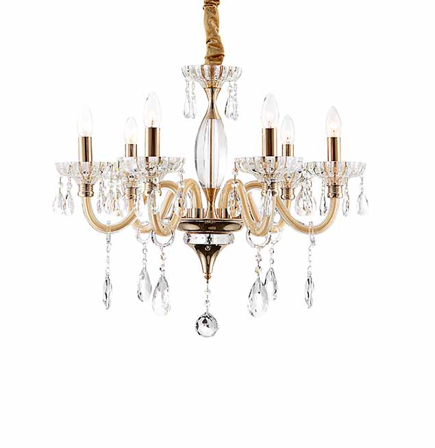 Moderne Goldene 6-flammiger Kronleuchter Globo Melissa – Bild 2