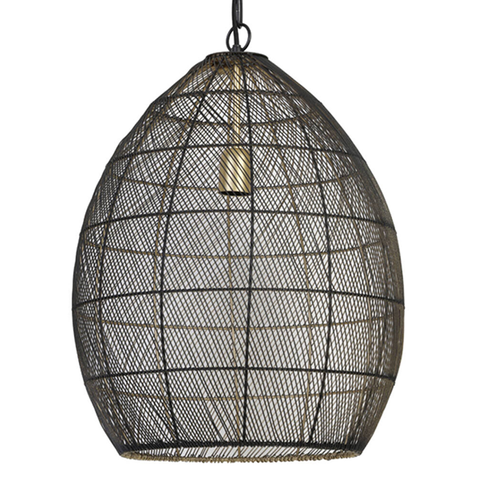Rustikale schwarz-goldene Metall-Hängelampe Light & Living Meya